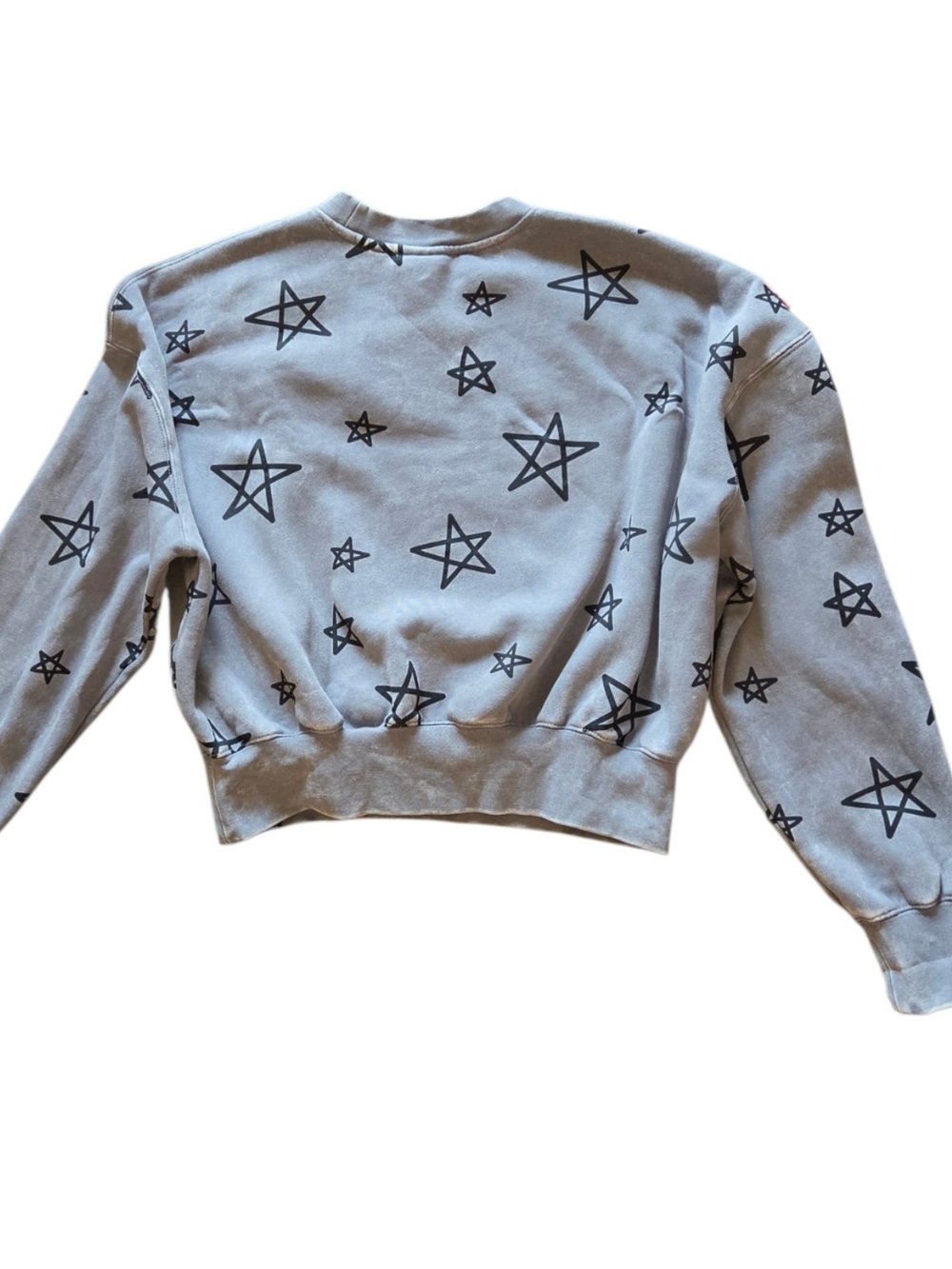 Broken Promises Women's Gray Star Print Crewneck Sweater - Picture 3 of 8